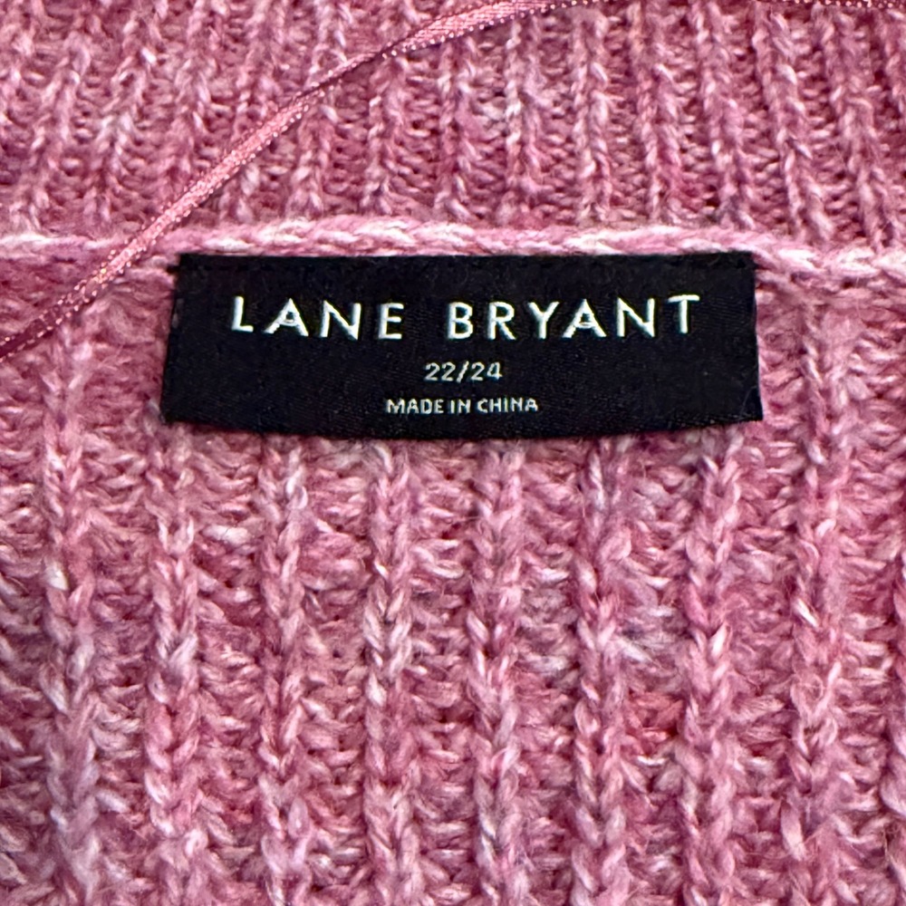 Lane Bryant Pink Marl Knit V-Neck Button Front Cardigan Sweater Plus Size 22/24 - Picture 5 of 7